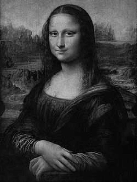 Der Ausgangspunkt: Ein Graustufenbild der originalen Mona Lisa. (Georgia Tech)