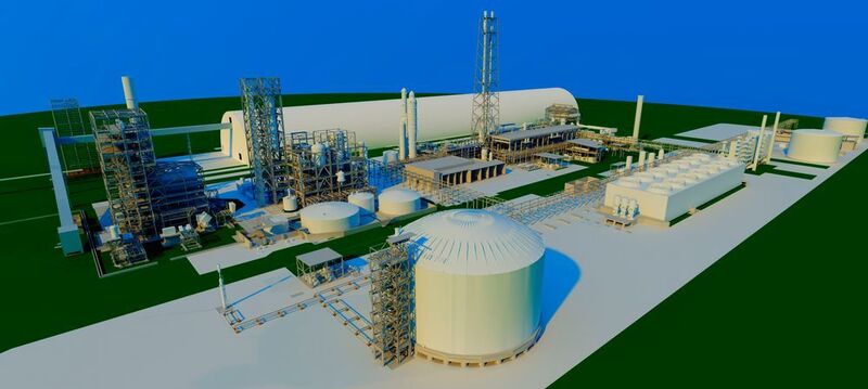 The new fertilizer complex located in the Sungai Liang Industrial Park will have a production capacity of 2,200 tons of ammonia and 3,900 tons of urea per day. (thysssenkrupp)