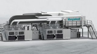 Venjakob hat eine vollautomatische Anlage für ein durchlaufendes berührungsloses Beschichtungsverfahren entwickelt.  (Bild: Venjakob)