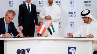 Die Absichtserklärung zwischen OMV und Adnoc wurde im Beisein von Kanzler Sebastian Kurz und Kronprinz Scheich Mohammed bin Zayed Al Nahyan unterzeichnet. (Adnoc)