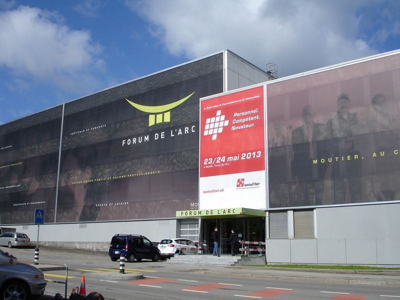 Le Forum de l'Arc à Moutier, dans lequel s'est tenue Swiss-T-Fair les 23 et 24 mai 2013. (Image: MSM - Hug)