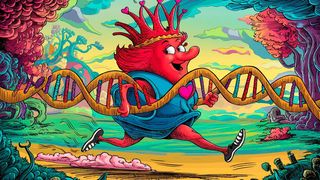 „Hierzulande mußt Du so schnell rennen, wie Du kannst, wenn Du am gleichen Fleck bleiben willst“ – die Rote Königin in Lewis Carrolls „Alice hinter den Spiegeln“. Daran angelehnt ist das Red-Queen-Modell von Leigh Van Valen, der damit den evolutiven Wettlauf von zwei Spezies beschreibt. (Bild: ideogram.ai / KI-generiert)