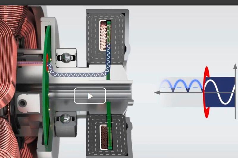 Der Rotor wird über ein Wechselfeld mit Energie versorgt, das dann in Gleichstrom für die Magnetspulen umgewandelt wird. (Ausschnitt aus einen Unternehmensvideo) (Bild: Mahle)