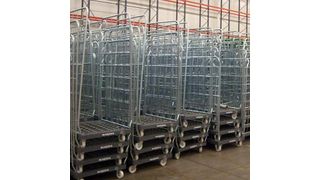 Die neuen Rollbehälter „Rocotec“ ermöglichen deutlich schnelleres und leichteres Stapeln von Leergut gegenüber der herkömmlichen „Über-Kopf-Stapelung“. Bild: Gebhardt (Archiv: Vogel Business Media)