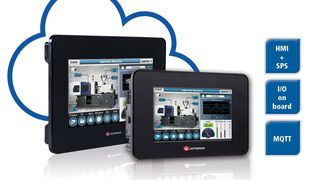 UniStream Built-in: All-In-One SPS mit 5" oder 7" HMI. Display, CPU, Kommunikations-Schnittstellen und E/A-Kanäle sind in einem kompakten Gehäuse untergebracht. Die verschiedenen Modelle unterscheiden sich in der Anzahl und Kombination der E/A-Kanäle. (Spectra)
