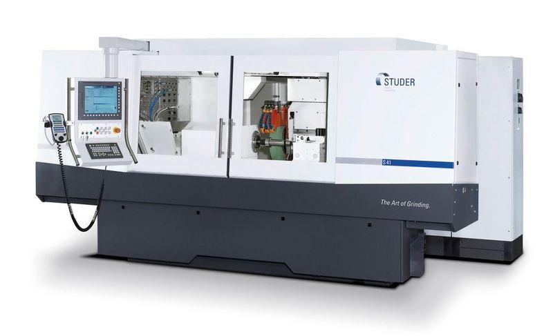 CNC-Universal-Rundschleifmaschine mit hohen Zerspanungsleistungen und kurzen Zykluszeiten. Bis zu vier Außenschleifscheiben oder drei Innenschleifspindeln ermöglichen über 30 Schleifkopf-Kombinationen.  (Bild: Studer)