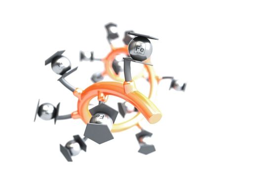 Grafische Darstellung eines metallhaltigen Polymers mit Ferrocen-Einheiten, welches zur reversiblen Aufnahme perfluorierter Verbindungen verwendet wird. Grafische Darstellung eines metallhaltigen Polymers mit Ferrocen-Einheiten, welches zur reversiblen Aufnahme perfluorierter Verbindungen verwendet wird.