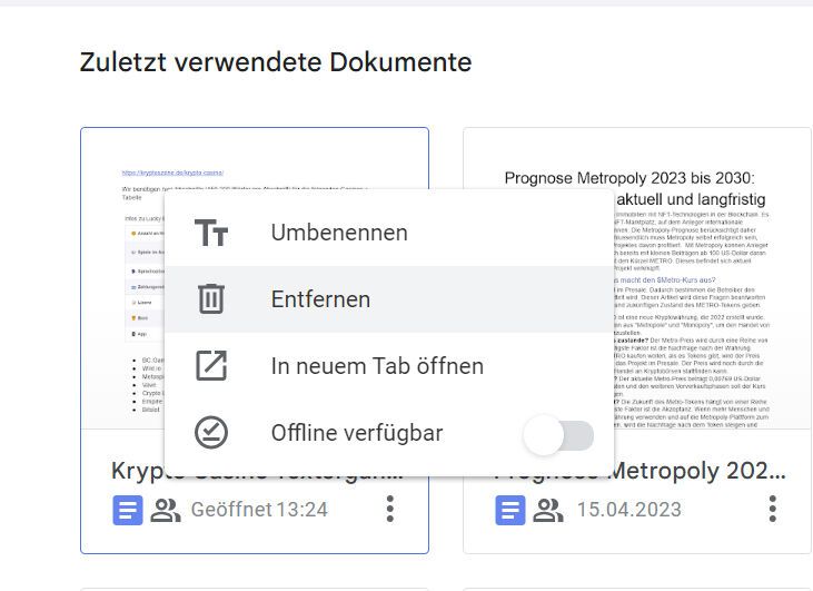 Dokumente aus der Liste entfernen, wenn die Übersetzung nicht mehr benötigt wird. (Bild: Joos - Google)