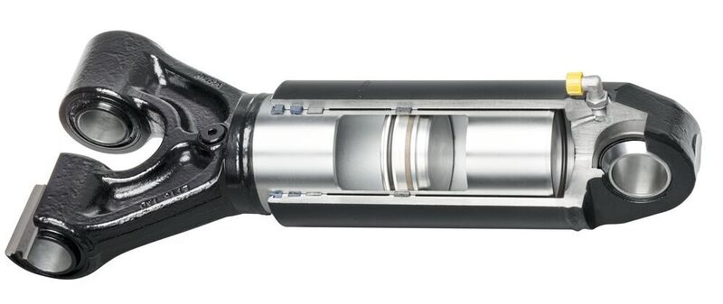 Die neu entwickelten Speicherzylinder von Freudenberg Sealing Technologies kombinieren die Funktionen von Hydraulikzylinder und -speicher in einem System. (FST / Johannes Vogt)