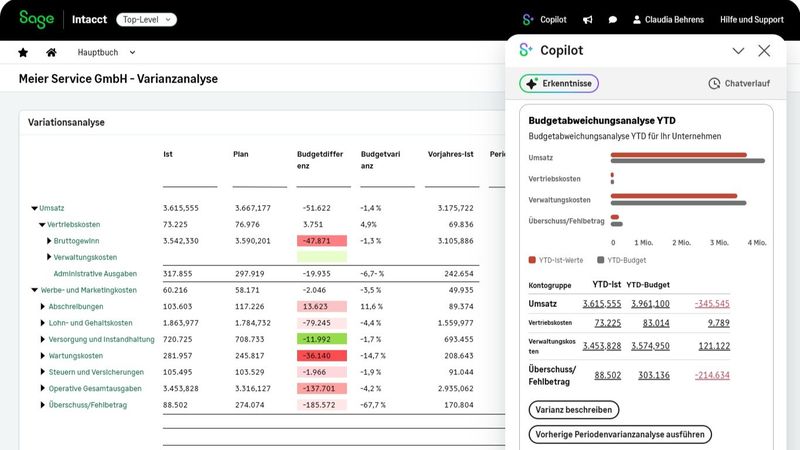Die neuen Funktionen in Sage Intacct bieten KI-gestützte Funktionen.(Bild:  Sage)