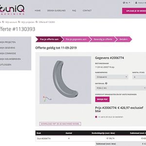 Youniq Machining fokussierte sich auf einen komplett digitalen Workflow: das beginnt beim Upload eines 3D-CAD-Modells einer Komponente...