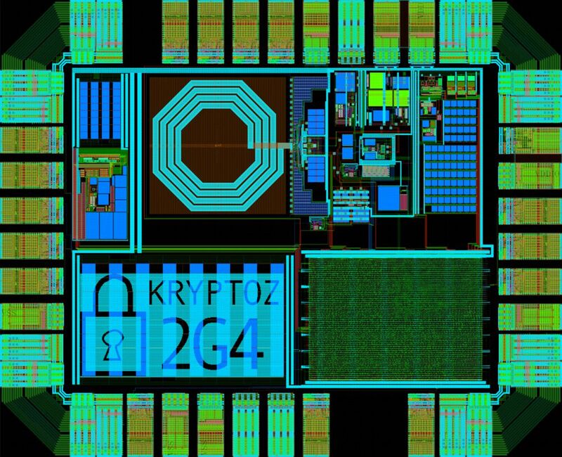Bild 1a: CAD-Layout des Secure-UHF-Ultra-Low-Power-Receivers „KryptoZ“ für 2,4 GHz.
