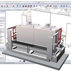 Bild 1: Im CAD-System Hicad lassen sich Blechmodelle in 3D entwerfen, wie beispielsweise der Durchlaufofen im Bild, oder 2D-Zeichnungen nutzen.