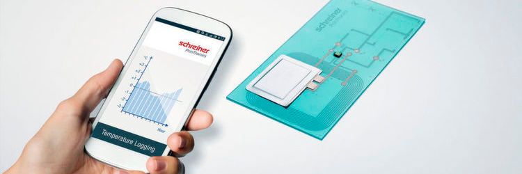 RFID-Sensorplattform von Schreiner Printronics kann unter anderem Temperaturen aufzeichnen und später ausspielen.(Bild:  Schreiner Printronics)