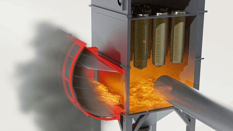 Flamme und Verbrennungsprodukte werden durch den Flammenfilter getrieben und abgekühlt. (Bild: Fike)