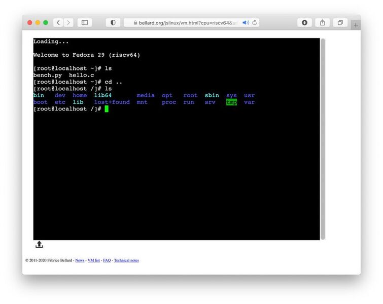 Lauffähige Betriebssyteme erhält der geneigte Entwickler online mit JSLinux. (bellard.org)