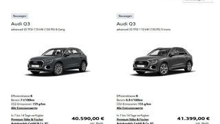 Seit Kurzem können Audi-Kunden in Deutschland Händler-Lagerwagen online kaufen. (Bild: Screenshot Audi.de/shop)