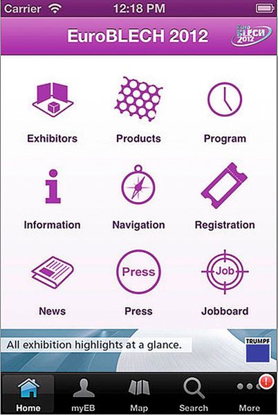 Die Euroblech ist die weltgrößte Fachmesse für Blechbearbeitung. Mit einer informationsreichen App wurde die Messe 2012 mobil. Für 2014 wird es wohl ein Update geben. (Bild: Mack Brooks)