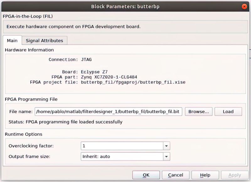 Bild 4: Die Einbindung des FPGAs als Hardware-in-the-Loop erfolgt über den Dialog Block Parameter. (Bild: Digilent)