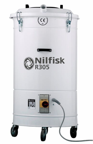 Der Industriesauger „R350X“ verdichtet aufgenommenes Material, um das Volumen des Filtersacks optimal zu nutzen. (Nilfisk)