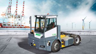 Die Elektro-Terminal-Zugmaschine Mafi T230e für Containerterminals und Distributionszentren kommt mit niedrigen Betriebskosten über die gesamte Lebensdauer daher. (Bild: Mafi)