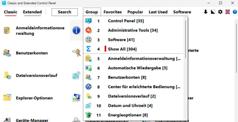 Das „Classic Control Panel“ ermöglicht Zugriff auf die klassische Systemsteuerung. (Bild:  Thomas Joos)