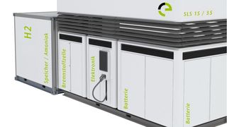 NEXUS-fc-Container-Design für netzunabhängige batteriegepufferte ÖPNV-Schnellladestation mit Brennstoffzellen-Speisung (Schäfer Elektronik )