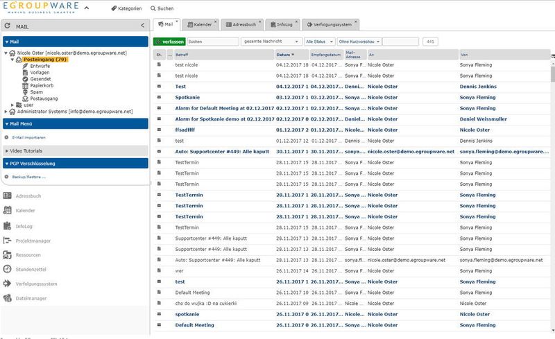 In der grafischen Oberfläche sind alle Funktionen von EGroupware zu finden. (EGroupware)