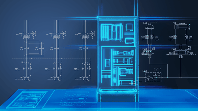 Der digitale Zwilling des Schaltschranks stellt integrierte Elektro‑ und Fluidinformationen als gemeinsame Datenbasis bereit und unterstützt Ingenieure durch KI‑gestützte Analyse, Assistenzfunktionen, automatische Prüfungen und Optimierungen.(Bild:  WSCAD)