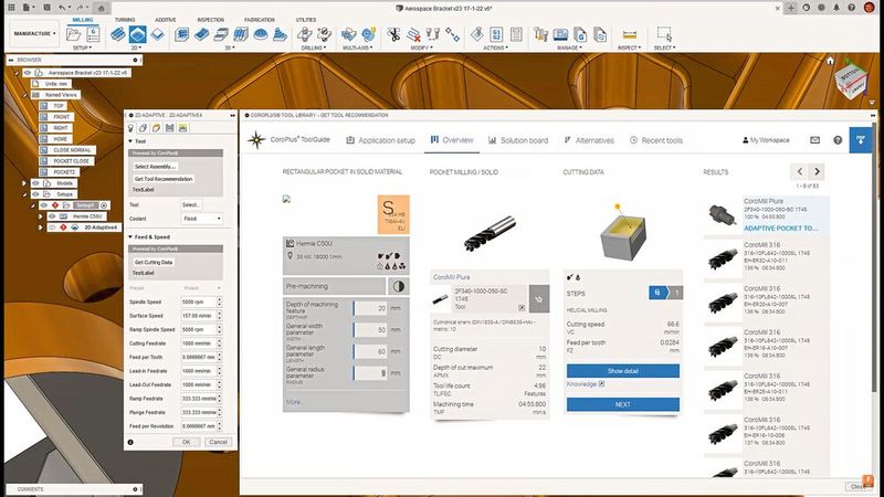 In der Coroplus Tool Library sind auch Werkzeug- und Schnittdatenempfehlungen integriert. (Bild: Sandvik Coromant)
