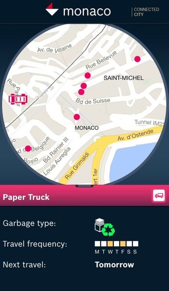 Monaco und Bosch arbeiten an der vernetzten Stadt von morgen: Der Schwerpunkt wird zunächst im Bereich der Mobilität liegen. Dabei werden die städtische Infrastruktur und öffentliche Dienstleistungen virtuell verknüpft, z.B. Papier- und Müllsammlung oder Straßenarbeiten. Die Stadtbewohner erhalten dadurch Informationen in Echtzeit. (Bild: Bosch)