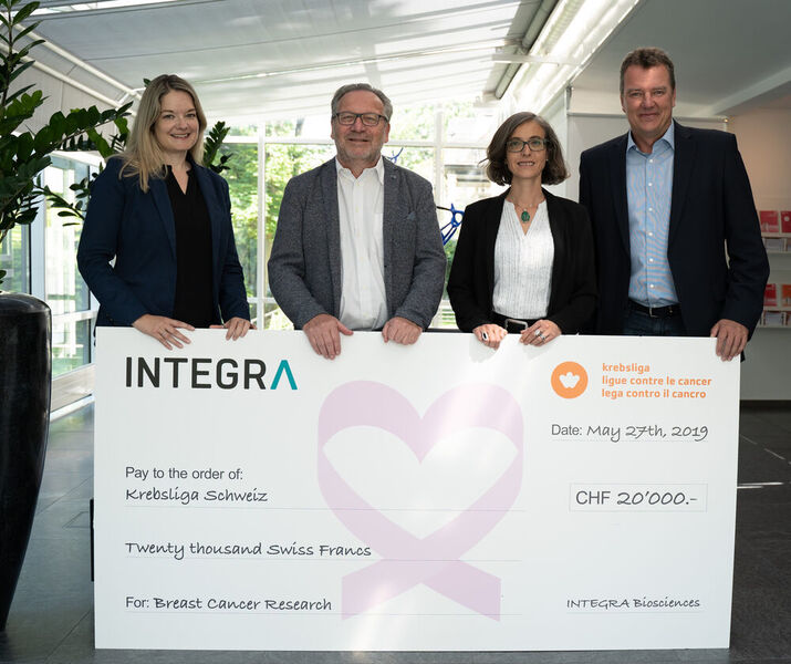 Integra's latest donation of about $ 20,000  has been awarded to the Swiss Cancer League (Krebsliga Schweiz).  (Integra)