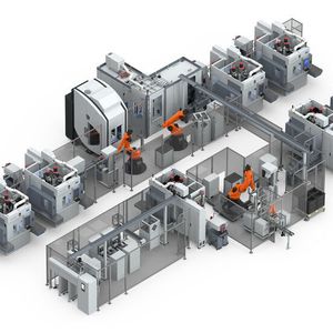 Mit zwölf Haupt- und diversen Nebenoperationen kommt man mit der neuen Emag-Entwicklung zur komplett bearbeiteten Rotorwelle für die E-Mobilität. Roboter sorgen für die Automatisierung und Verkettung der einzelnen Maschinen. Auch Portalanlagen und Emags Trackmotion-System spielen dabei eine Rolle.