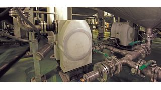 Rugged solid body plastic AODD pumps are well suited for the transfering of abrasive media even under harshest conditions. (Picture: Almatec)