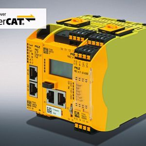 Die sichere und konfigurierbare Kleinsteuerung PNOZmulti 2 von Pilz bietet nun das offene Kommunikationssystem EtherCAT in Kombination mit dem sicheren Protokoll Safety-over-EtherCAT FSoE. Damit ist eine Übertragung von steuerungs- aber auch sicherheitsrelevanten Informationen für mehr Effizienz in der Produktion möglich.(Bild:  Pilz GmbH & Co. KG)