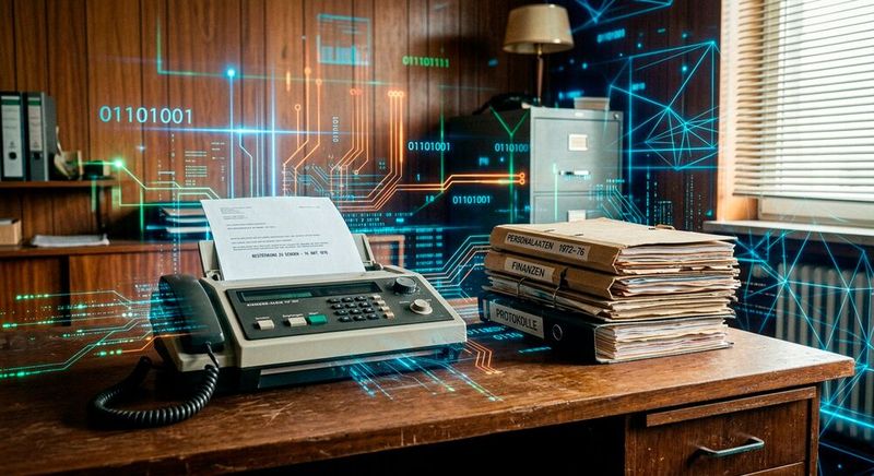 Alte Technik, digital durchdrungen. Wenn es darauf ankommt, wird vielerorts noch analog gearbeitet.(Bild:  Gemini / KI-generiert)