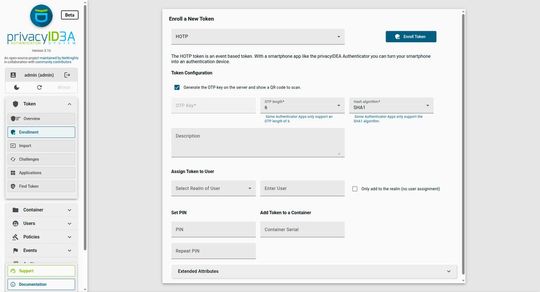Ansicht der Token-Registrierung im neuen WebUI(Bild:  NetKnights GmbH)