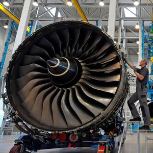 Turbinen-Laufrad eines Airbus-Triebwerkes.