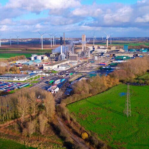 Aerial view of CF Fertilisers UK's Ince manufacturing facility near Chester, UK. Aerial view of CF Fertilisers UK's Ince manufacturing facility near Chester, UK.