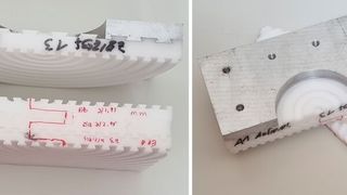 Die Aluminiumkomponente ist das Füllstück mit Durchreichung. POM A1 fungiert als Riegel (mit unterschiedlichen Profilen) Ea, Eb ergeben ein Exzenterpaket und die neutrale Gesamtachse, wenn nicht verdreht, arbeitet der dritte Exzenter (Eb) als weitere Exzenterscheibe. (Bild: Leiseder Physik)