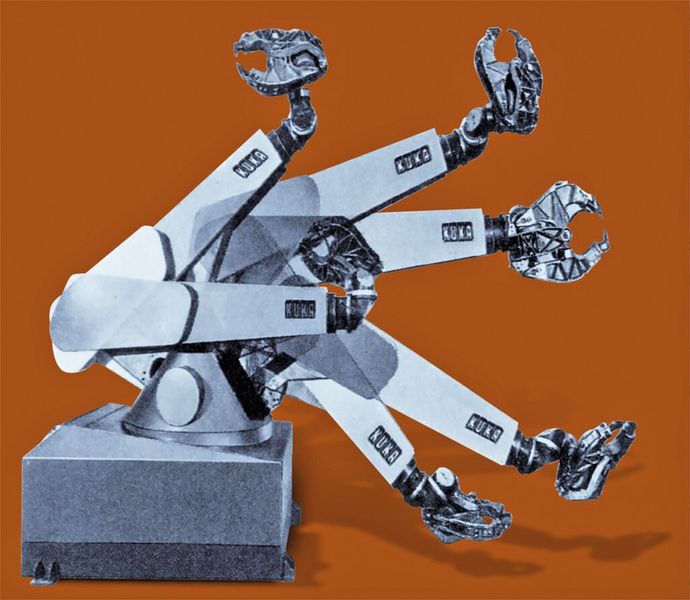 Nach langjähriger Erfahrung mit Fremdfabrikaten baute Kuka 1973 seinen ersten eigenen Roboter, den Famulus. Allerdings hatte der noch allerlei Macken. (D)