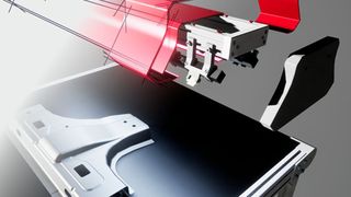 Innovativ! Das mobile Blechteil-Prüfsystem Anowatch scannt mit Kameras nämlich zuerst fehlerfreie Bauteile, die es als Sollwert abspeichert. So werden später auch ganz neue Fehler zuverlässig erkannt, wie die Entwickler vom Fraunhofer-IWU erklären. Das mache sich bezahlt. (Bild: Fraunhofer-IWU)