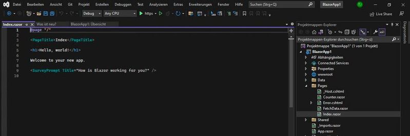 Blazor-Apps lassen sich zum Beispiel mit Visual Studio 2022 entwickeln. Blazor-Apps lassen sich zum Beispiel mit Visual Studio 2022 entwickeln.