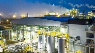 The new plant of Covestro for polyurethane elastomer systems at the site in Shanghai, China.  (Source; © Covestro)