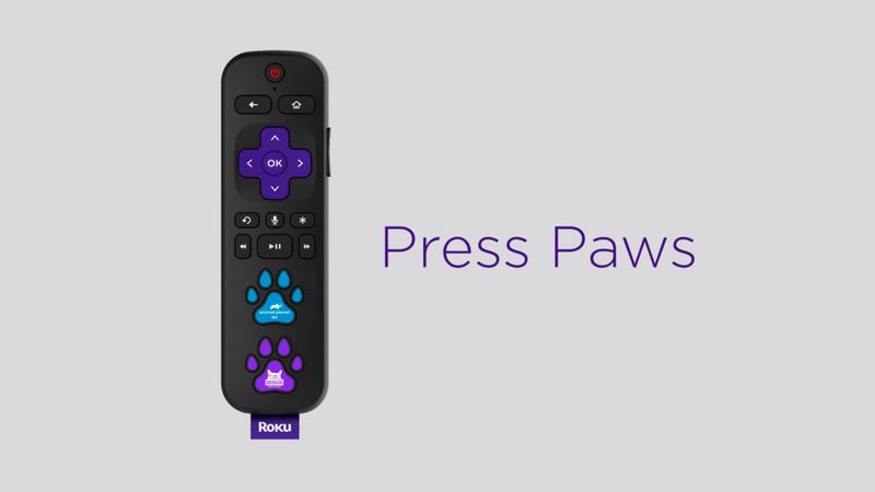 Press Paws: Roku präsentiert eine spezielle Fernbedienung, die auf die Bedürfnisse von Hundepfoten angepasst wurde. (Bild: Roku / YouTube)