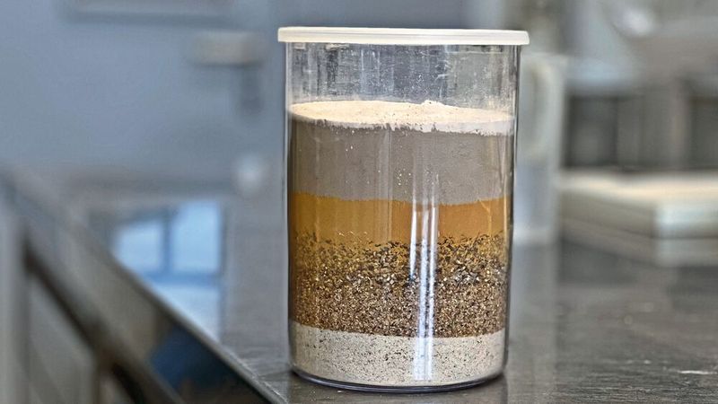 Erdige Rohstoffe: Lehm besteht aus Tonmineralen, Sand und feinkörnigen Silt-Sedimenten. Für stabiles Bauen müssen weitere Zusatzstoffe beigemengt werden. (Bild: Empa)