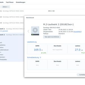 Benchmark-Test von SSD auf einem Synology-NAS.(Bild:  Joos - Synology)
