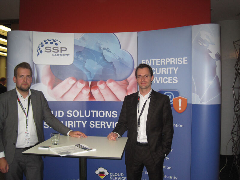 Dan Jakob (l.) und Andreas Eichenseer (SSP Europe) stellten ihre Cloud- und IT-Security-Services und -Lösungen vor. (Bild: NCP)