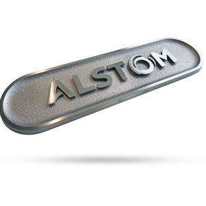 Branding plate for Alstom trains produced in series.(Source:  Replique)