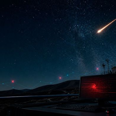 Nach einem Cyberangriff sind große Teile der Website der International Meteor Organization nicht verfügbar.  (Bild: KI-generiert)
